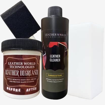 Leather Degreaser Cleaning Kit for Body Oils, Head, ArmRest Stain Removal